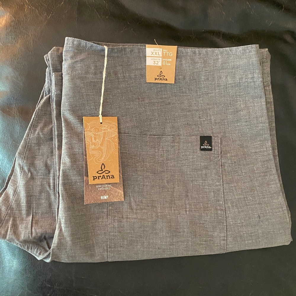 prAna Men’s Sutra Pant Gravel XXL/32" Sustainable Hemp Blend NWT